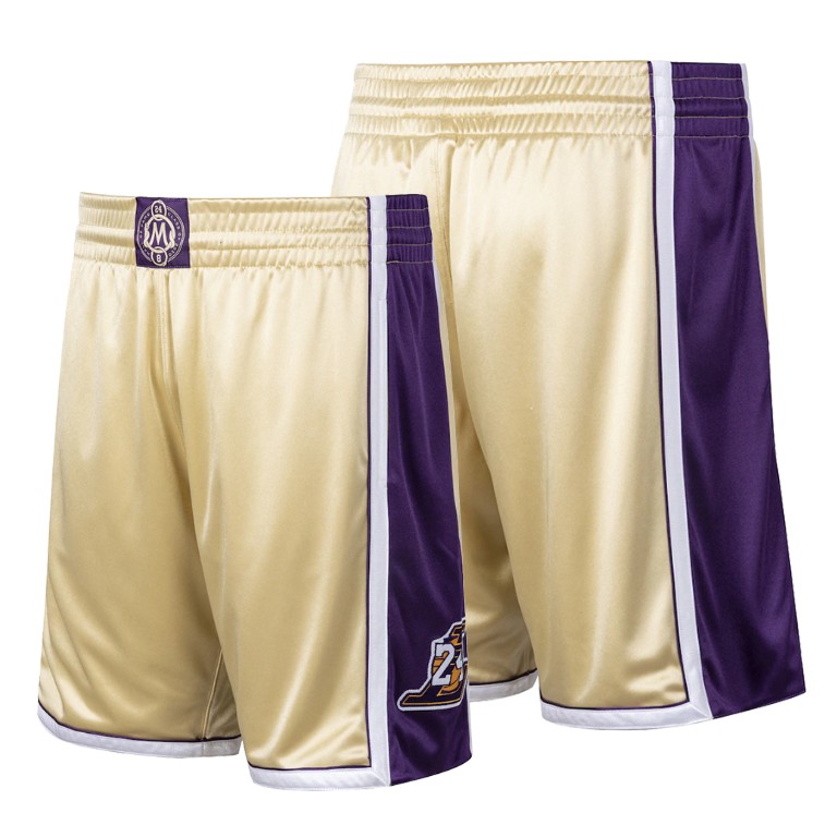 Men's Los Angeles Lakers Kobe Bryant #24 NBA Throwback Authentic Mamba 2020 Classic Hall of Fame Gold Basketball Shorts CBO0083YN